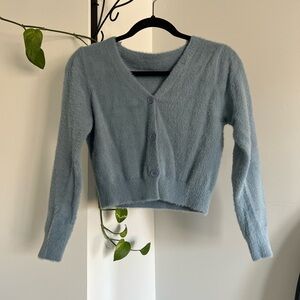 Vintage Powder Blue V-Neck Button Cardigan